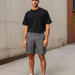 Tommy Hilfiger Mens Chino Shorts Blue Sz 34 Casual Cotton Flat Front Classic Fit